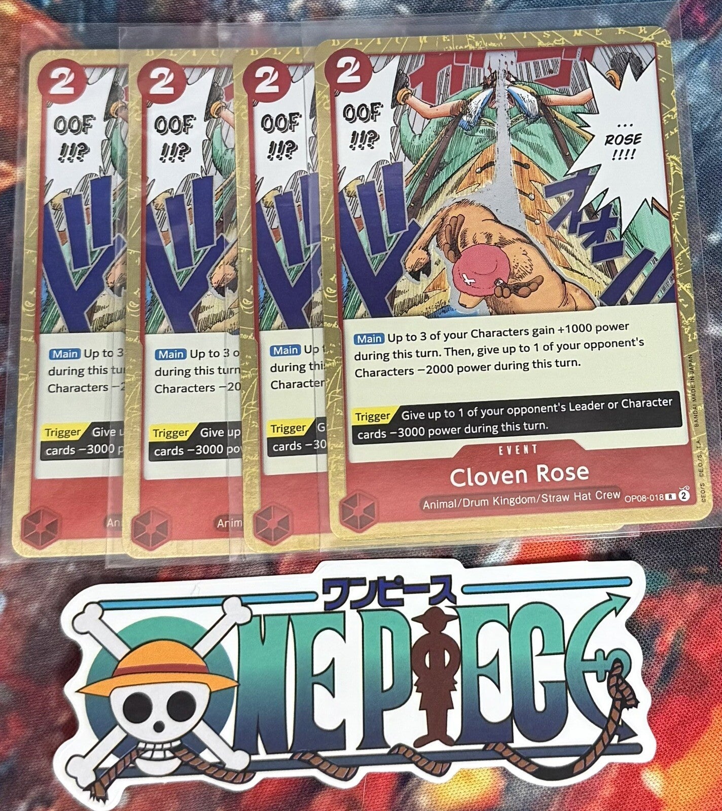 4x One Piece OP08-018 R Cloven Rose - English - Playset - Foil - TCG - NM/M
