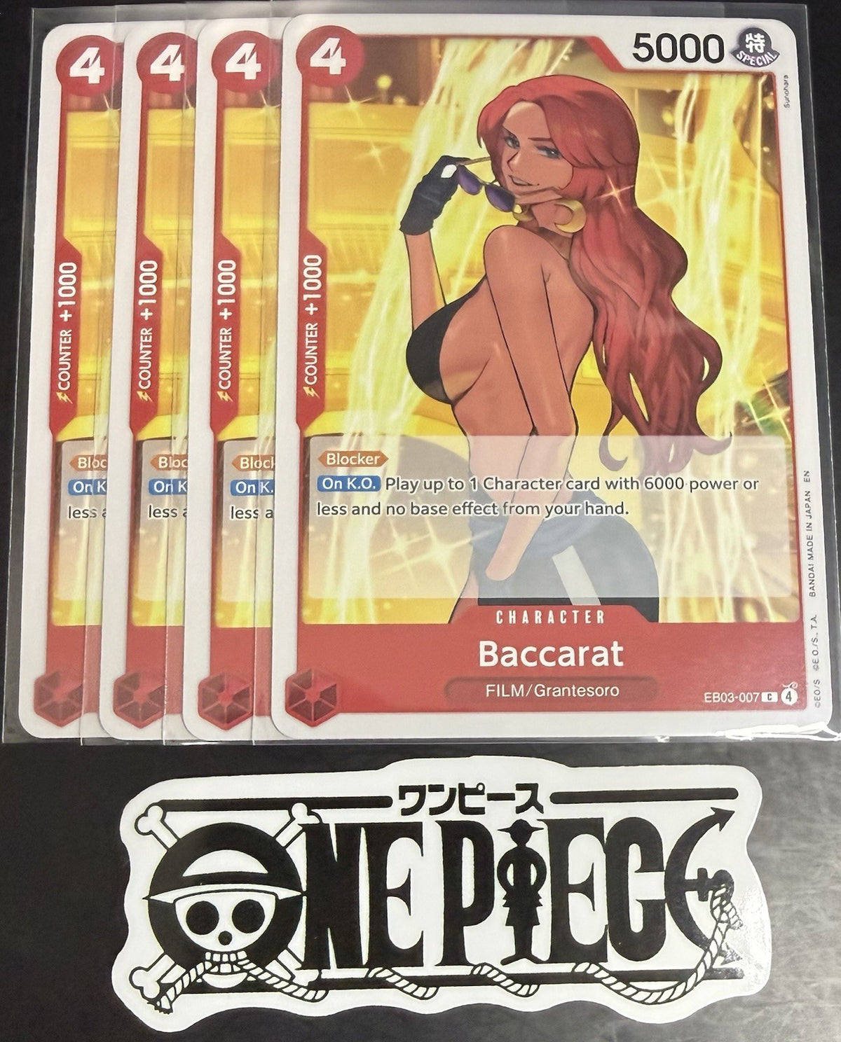 4 x One Piece EB03-007 C - Baccarat - EN - Regular - Play Set - TCG - NM/M