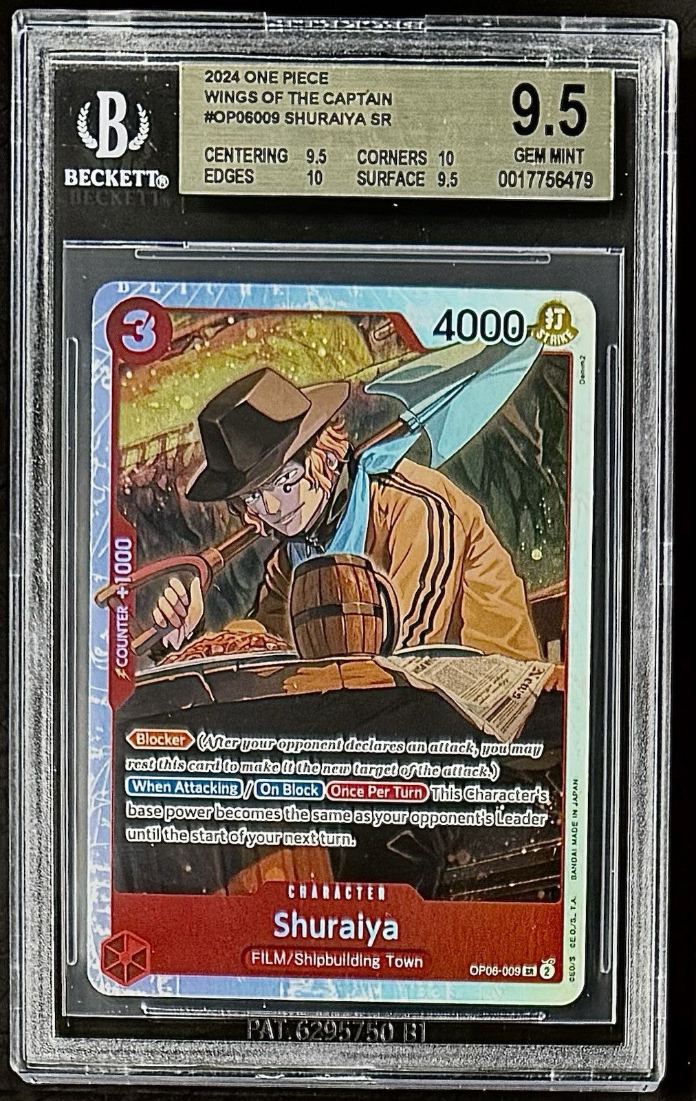 BGS 9.5 One Piece OP06-009 SR Shuraiya - English - Wings of the Captain - Graded