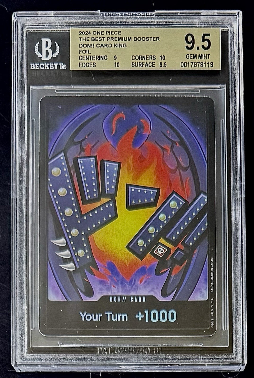 BGS 9.5 One Piece Don!! Card King - English - Foil - PRB01 - Graded