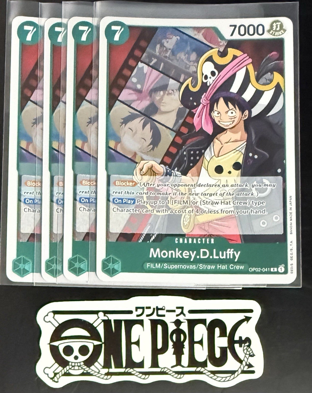 4x One Piece OP02-041 R Monkey.D.Luffy - English - Playset - Foil - TCG - NM/M