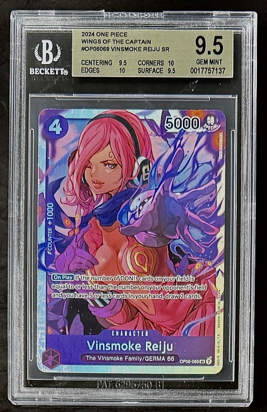 BGS 9.5 One Piece OP06-069 SR Vinsmoke Reiju - English - Wings of the Captain