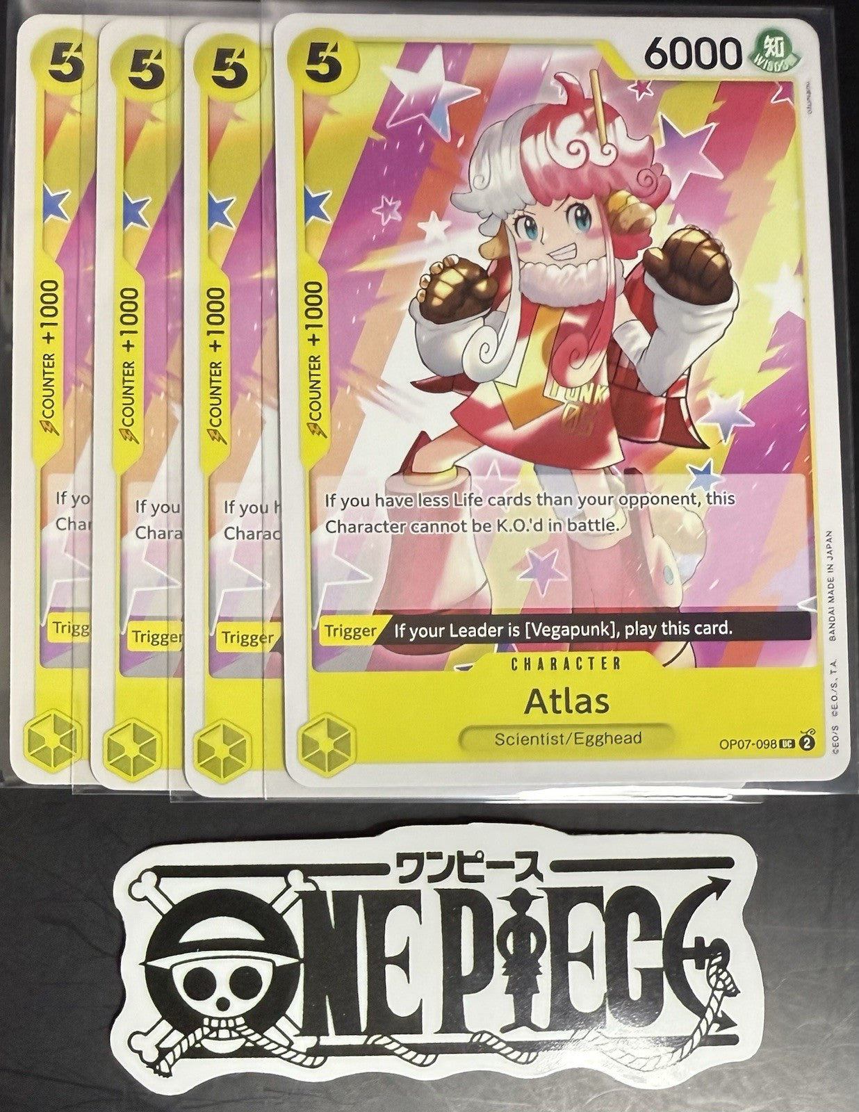 4x One Piece OP07-098 UC Atlas - English - Regular - Play Set - NM/M