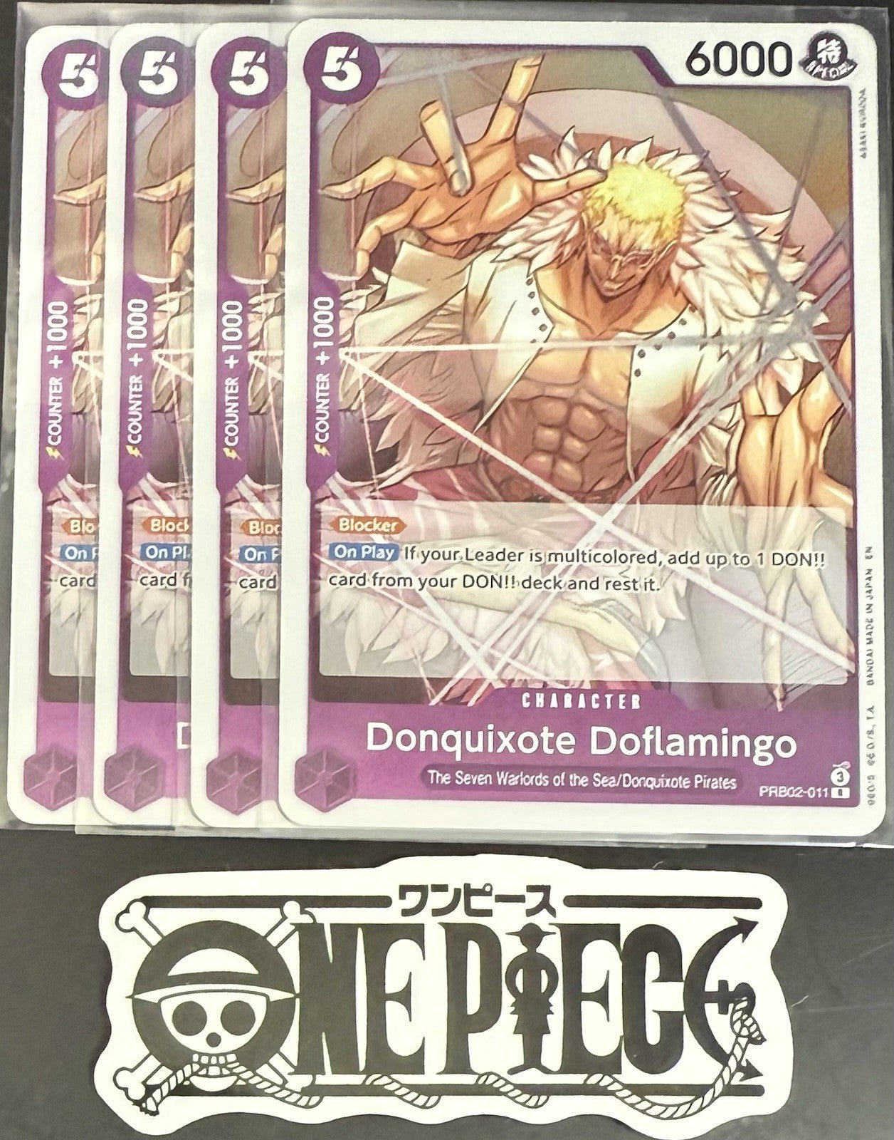 4 x One Piece PRB02-011 R Donquixote Doflamingo - English - Foil - Playset -NM/M