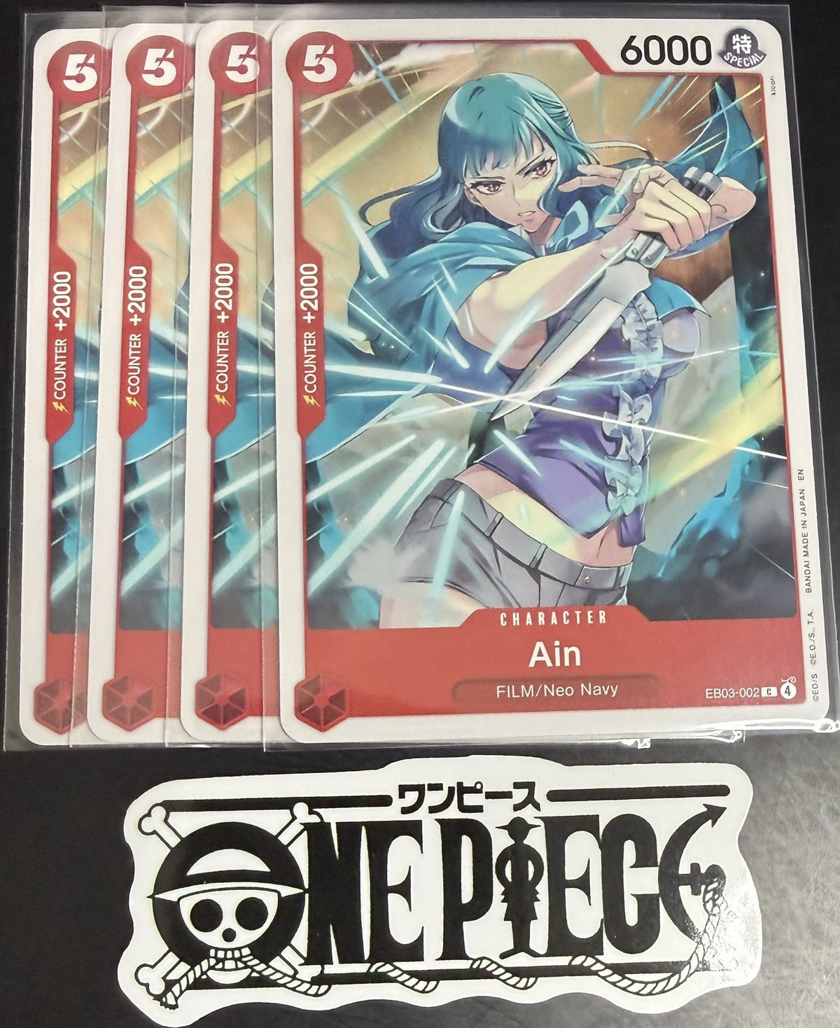 4 x One Piece EB03-002 C - Ain - EN - Regular - Play Set - TCG - NM/M