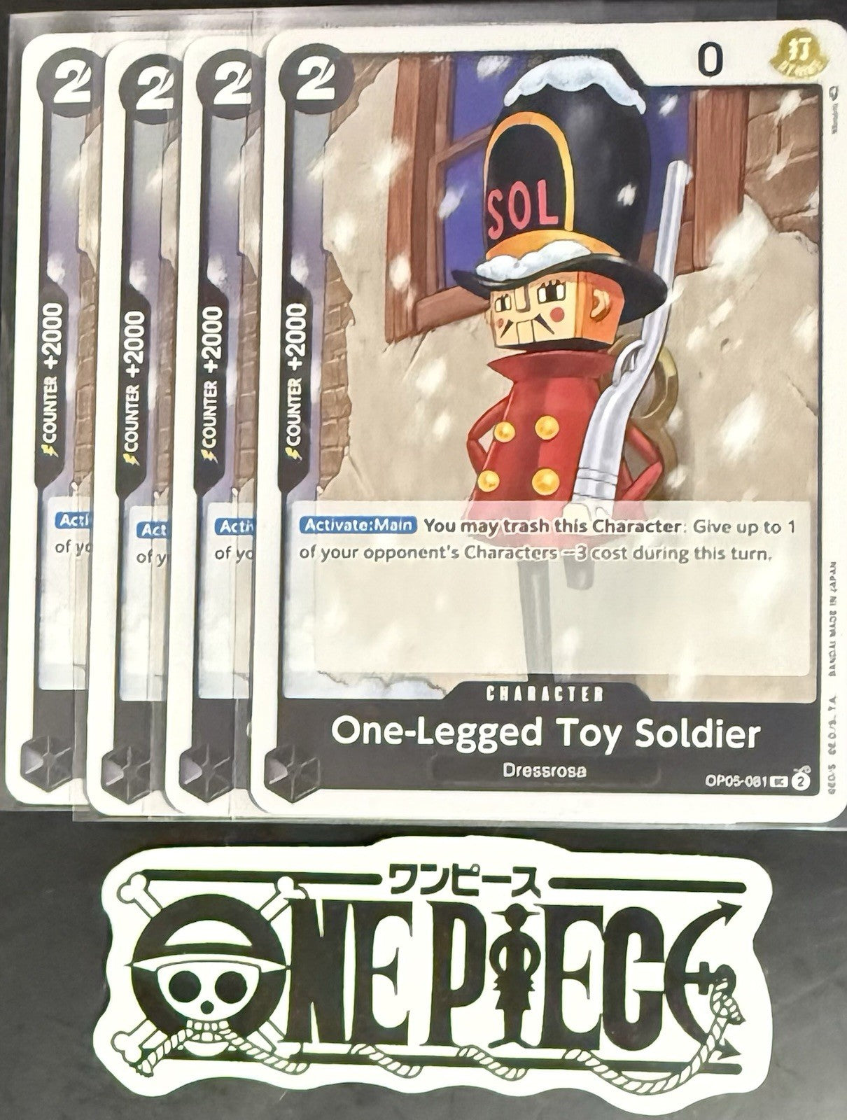 4x One Piece OP05-081 UC One-Legged Toy Soldier - English - Regular - TCG - NM/M