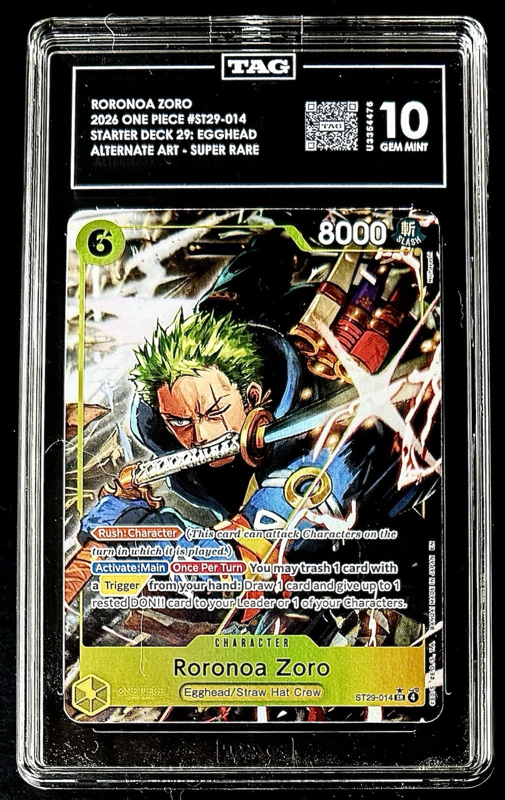 TAG 10 One Piece ST29-014 SR* - Roronoa Zoro - Alt Art - EN - Foil - Egghead