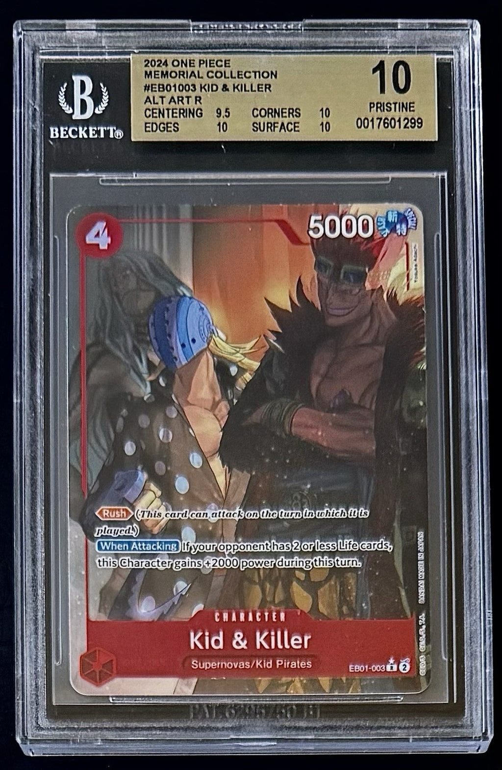 BGS 10 One Piece EB01-003 R* Kid & Killer Alt Art - English- Memorial Collection