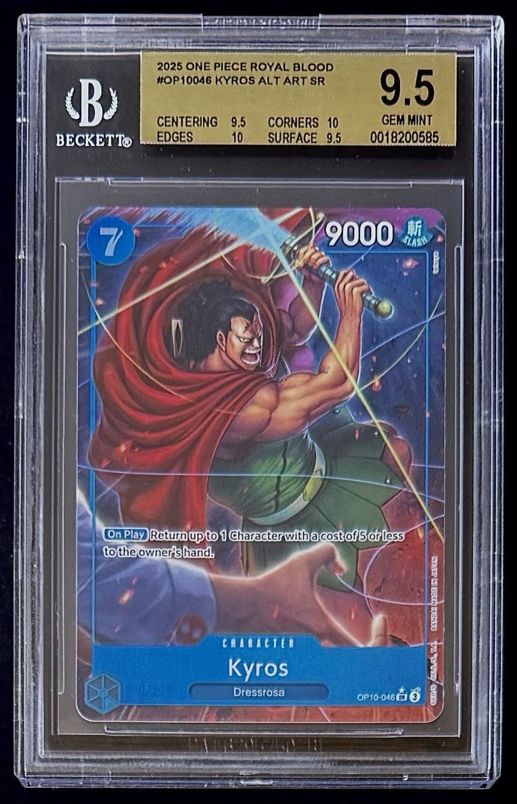 BGS 9.5 One Piece OP10-046 SR* - Kyros - Alt Art - EN - Royal Blood - Foil