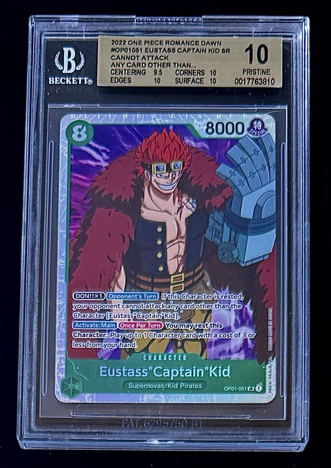 BGS 10 One Piece OP01-051 SR Eustass"Captain"Kid - EN - Romance Dawn - Graded
