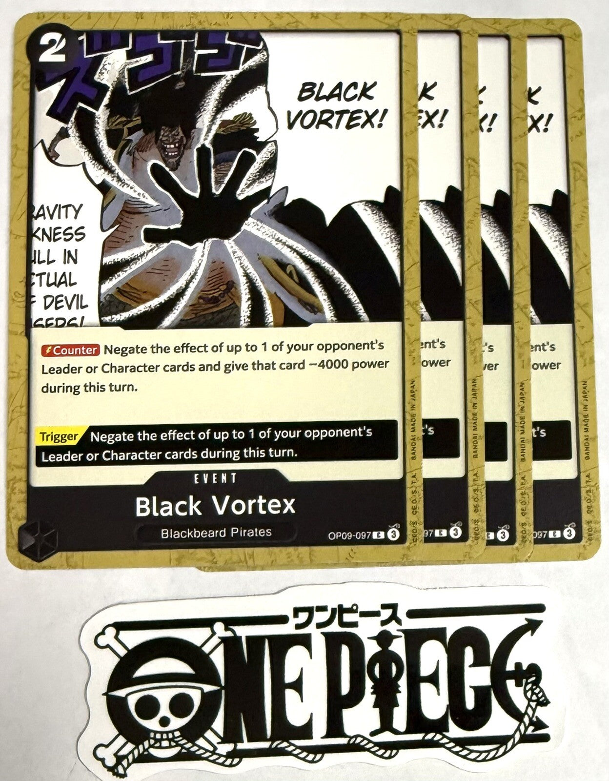 4x One Piece OP09-097 C - Black Vortex - EN - Regular - Playset - TCG - NM/M