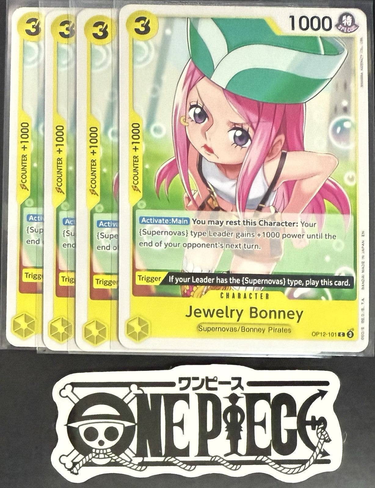 4 x One Piece OP12-101 C Jewelry Bonney - ENG - Regular - Playset - NM/M