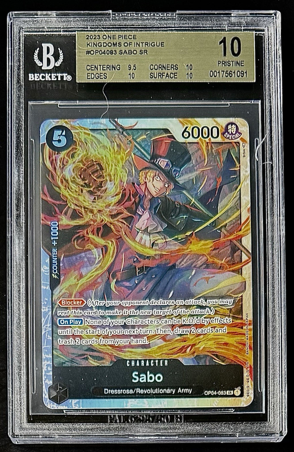 BGS 10 One Piece OP04-083 SR Sabo - English - Kingdoms of Intrigue - Graded