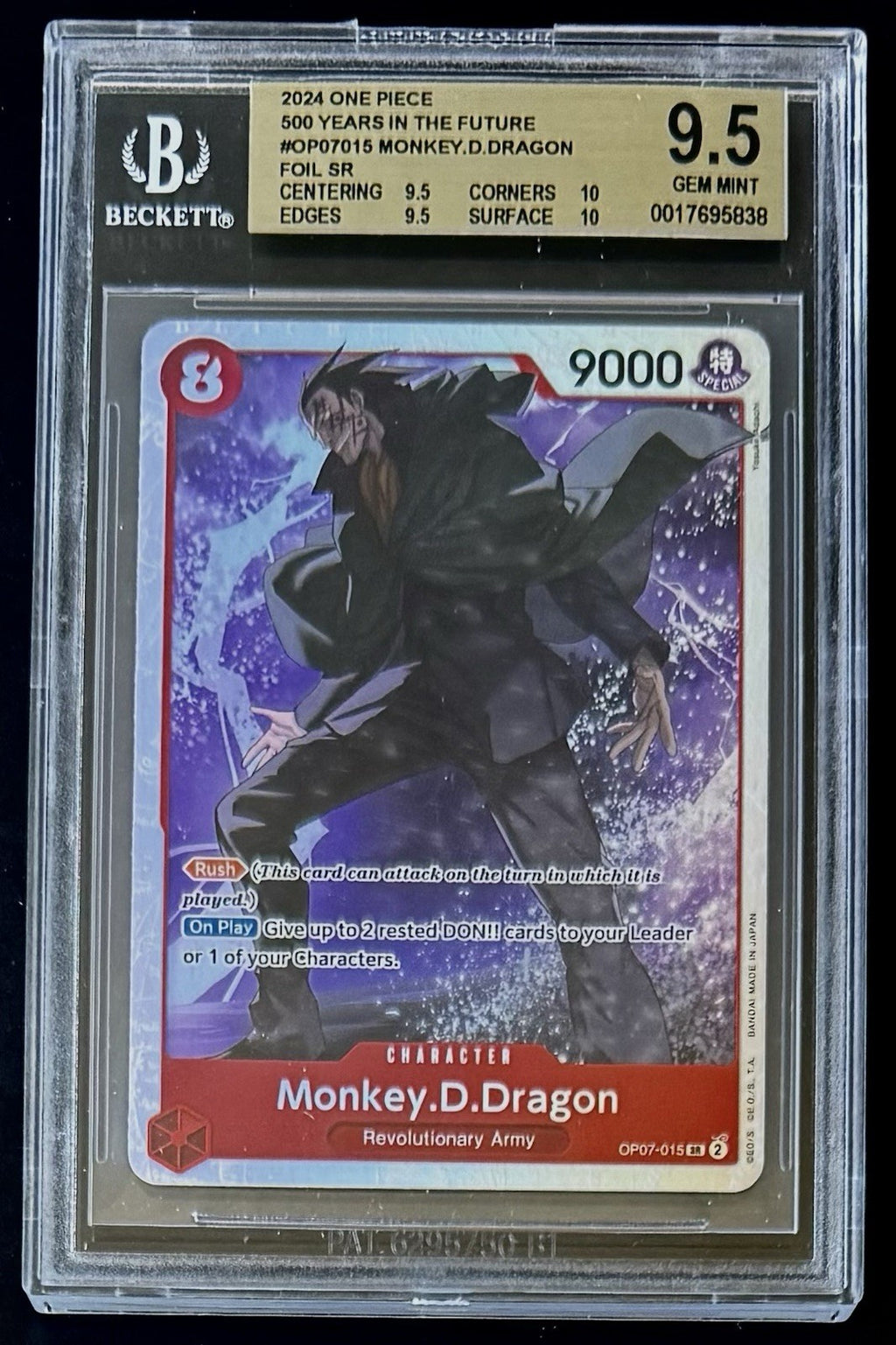 BGS 9.5 One Piece OP07-015 SR Monkey.D.Dragon - English- 500 Years in the Future