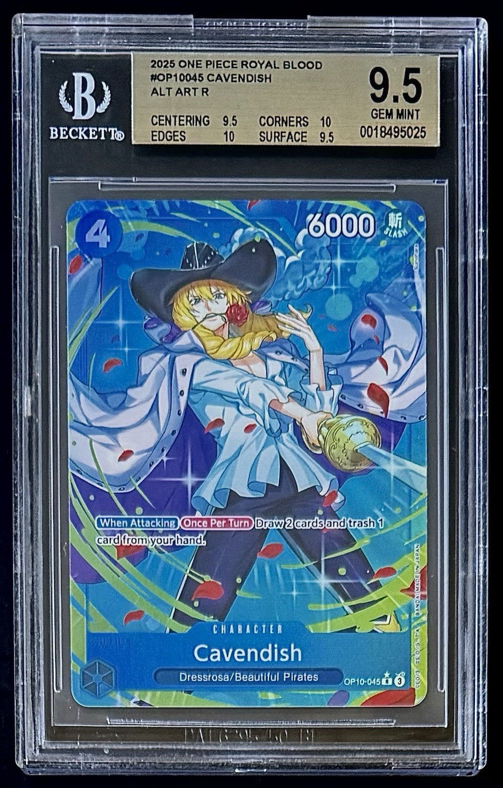 BGS 9.5 One Piece OP10-045 R* - Cavendish - Alt Art - EN - Royal Blood - Foil