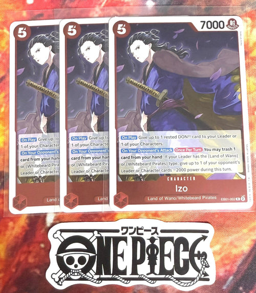 3x One Piece EB01-002 R Izo - ENG - Foil - TCG - NM/M