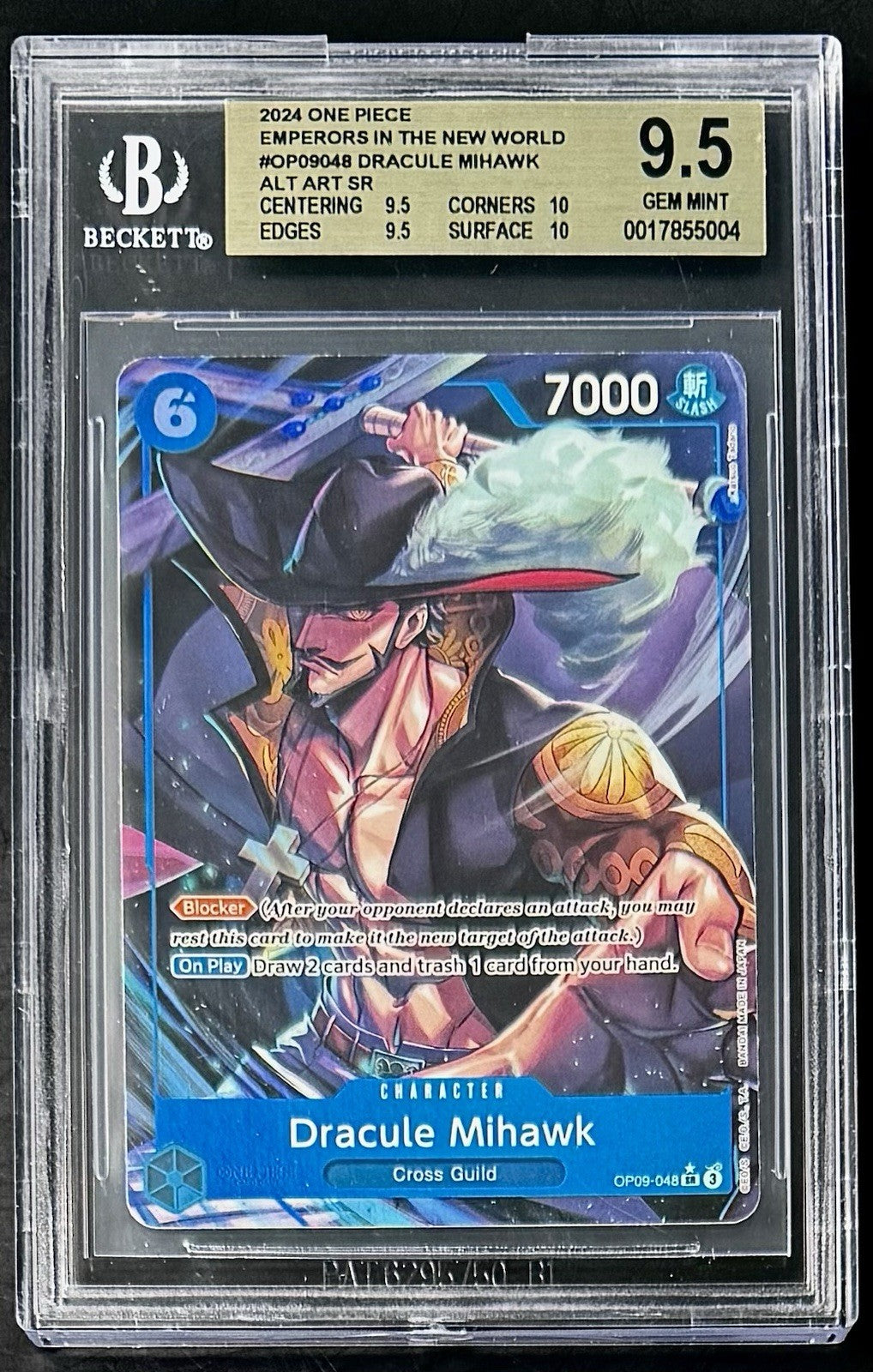 BGS 9.5 One Piece OP09-048 SR* Dracule Mihawk Alt Art - English - Graded