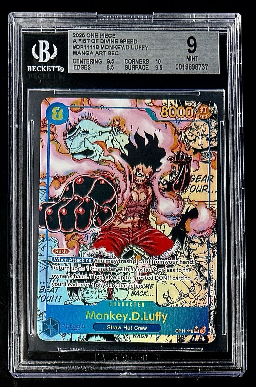 BGS 9 One Piece OP11-118 SEC* - Monkey.D.Luffy - Manga Art - EN - Divine Speed