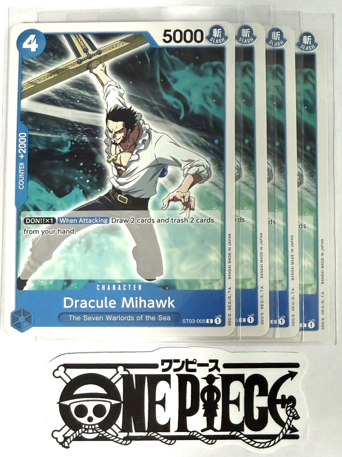 4x One Piece ST03-005 C Dracule Mihawk - ENG - Regular - Playset - TCG - NM/M