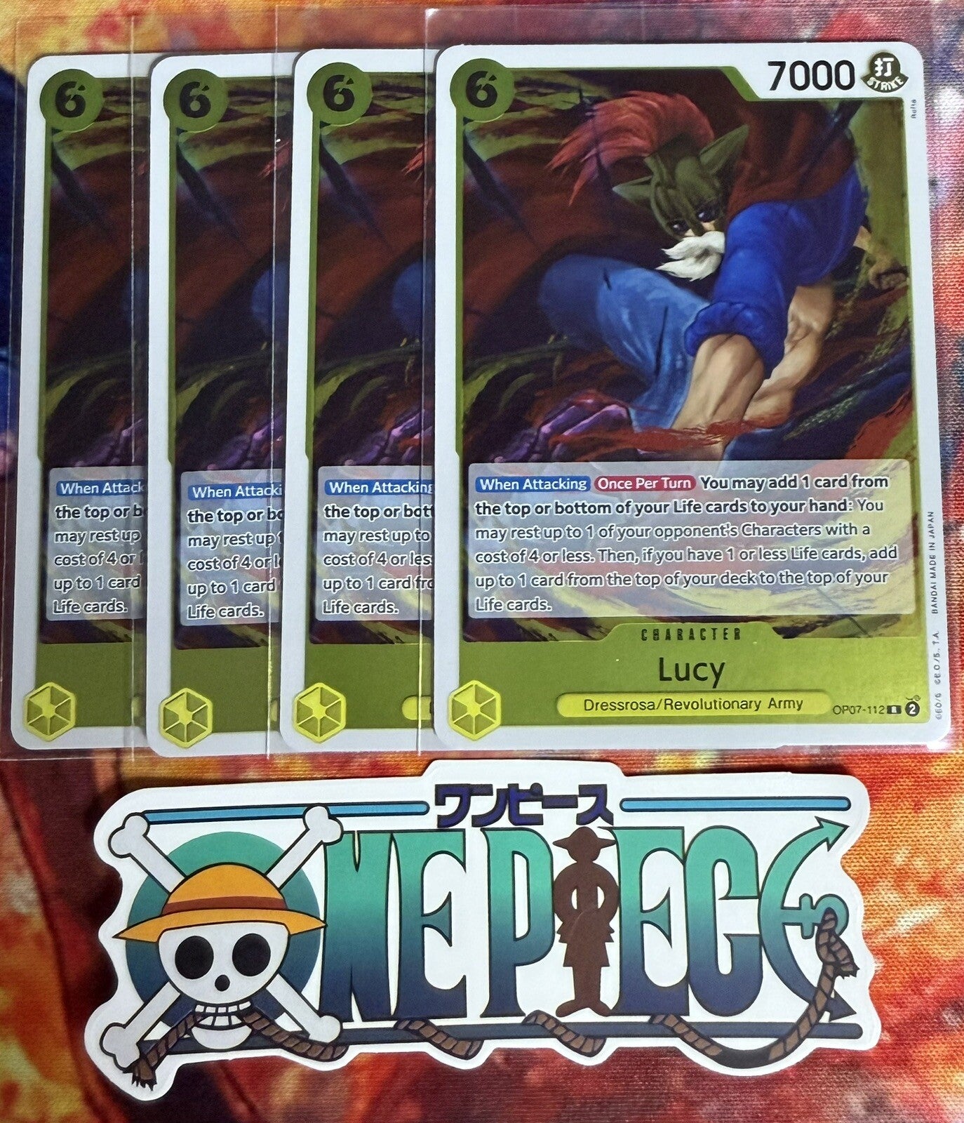 4x One Piece OP07-112 R Lucy - ENG - Foil - Playset - TCG - NM/M
