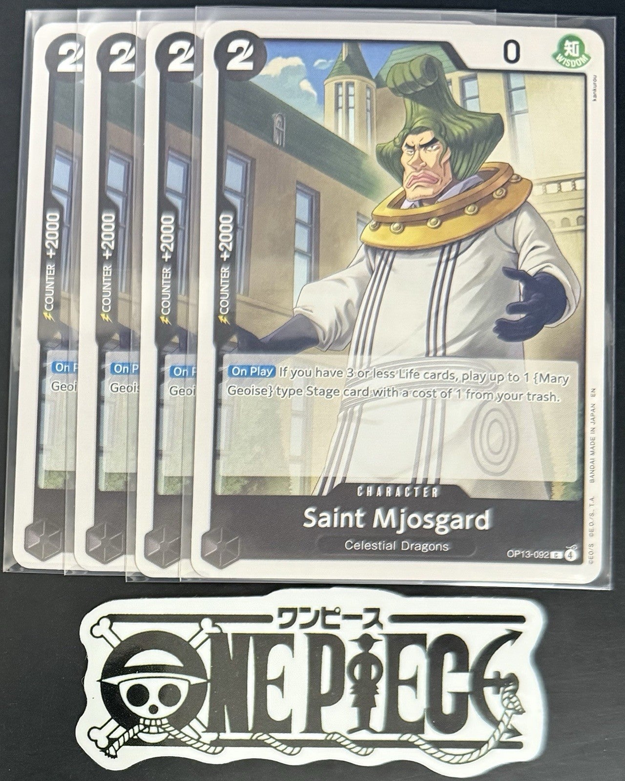 4x One Piece OP13-092 C Saint Mjosgard - ENG - Regular - Playset - TCG - NM/M