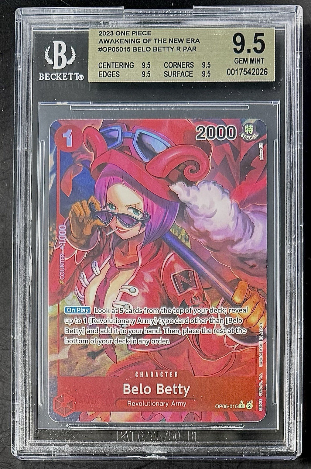 BGS 9.5 One Piece OP05-015 R* Belo Betty - Parallel - EN - Awakening New Era