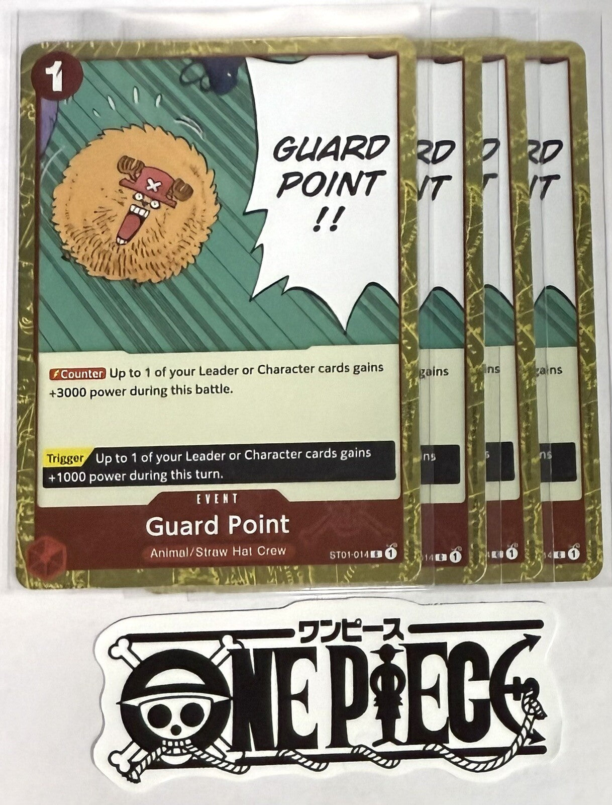 4x One Piece  ST01-014 C Guard Point - Flag Foil - English - Playset - TCG -NM/M