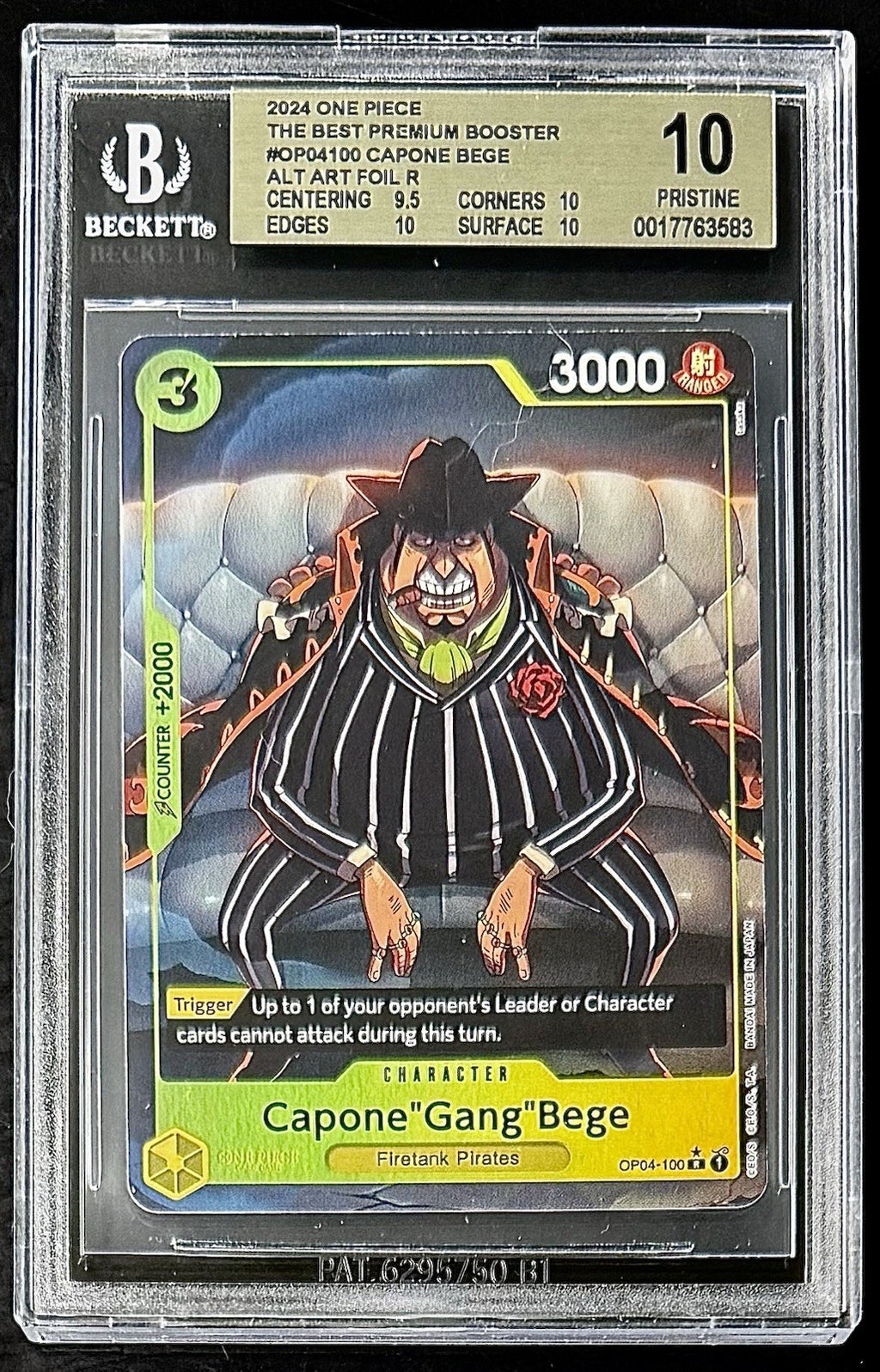 BGS 10 One Piece OP04-100 R* Capone"Gang"Bege Alt Art - English - PRB01 - Graded