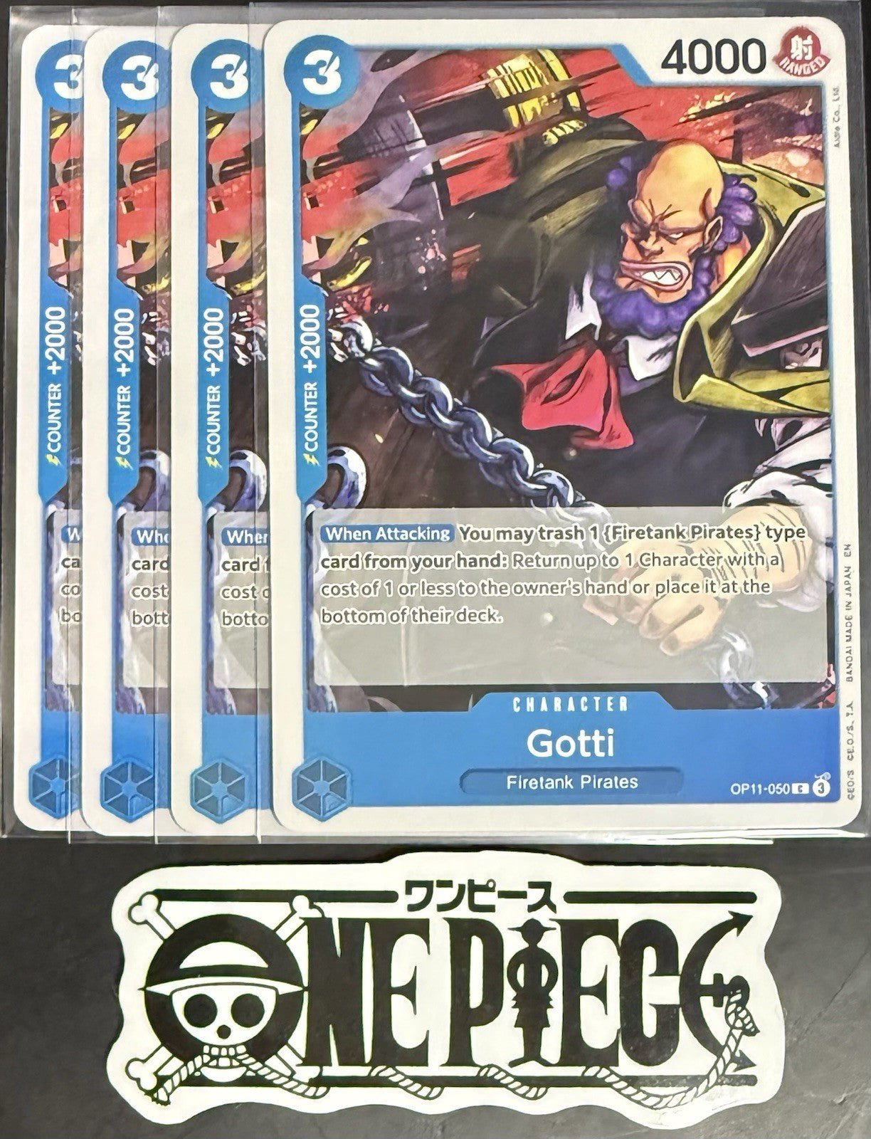 4 x One Piece OP11-050 C Gotti - ENG - Regular - Playset - TCG - NM/M