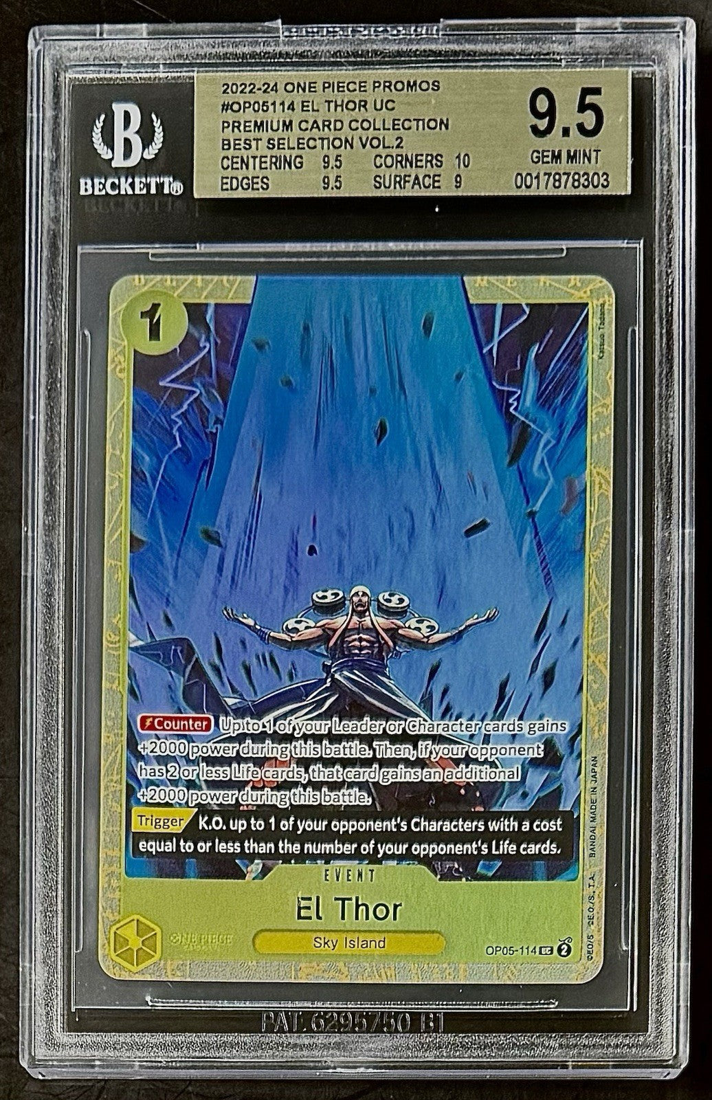 BGS 9.5 One Piece OP05-114 UC - El Thor - EN - Foil - Best Selection Vol.2