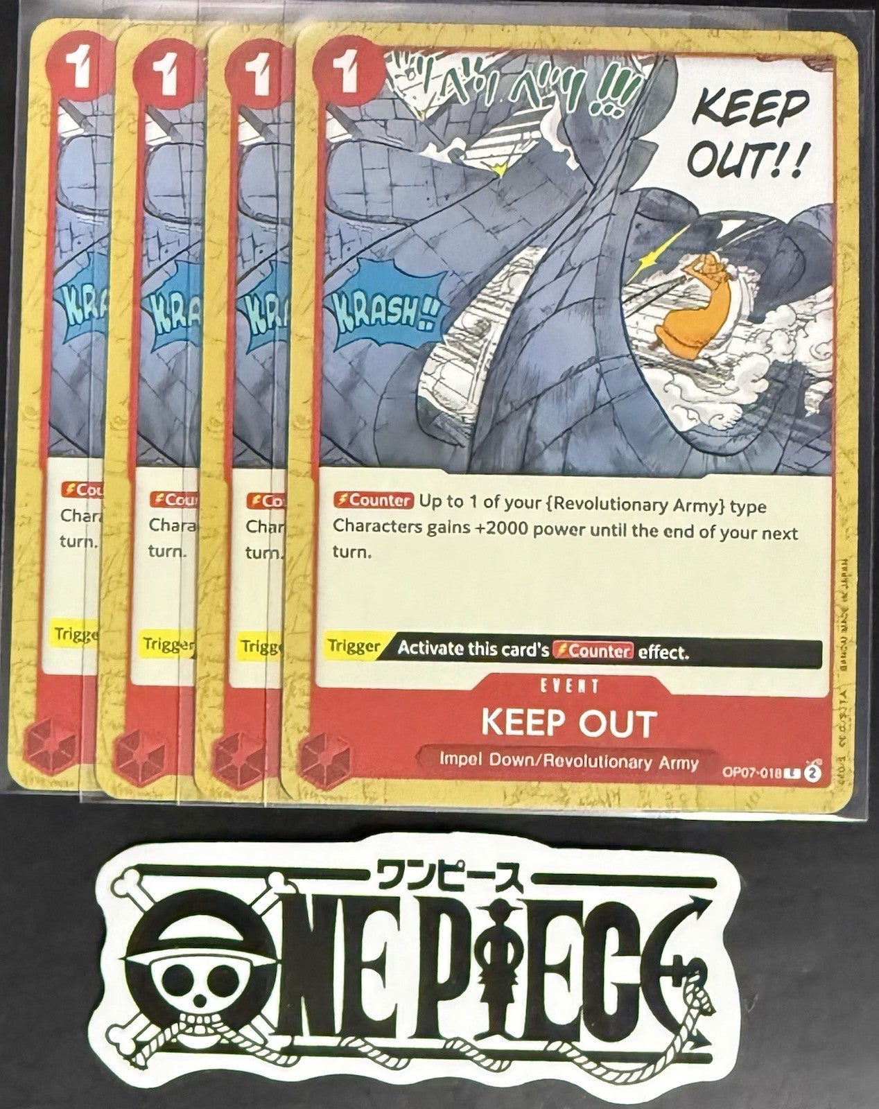 4x One Piece OP07-018 C KEEP OUT - English - Regular - Play Set - NM/M