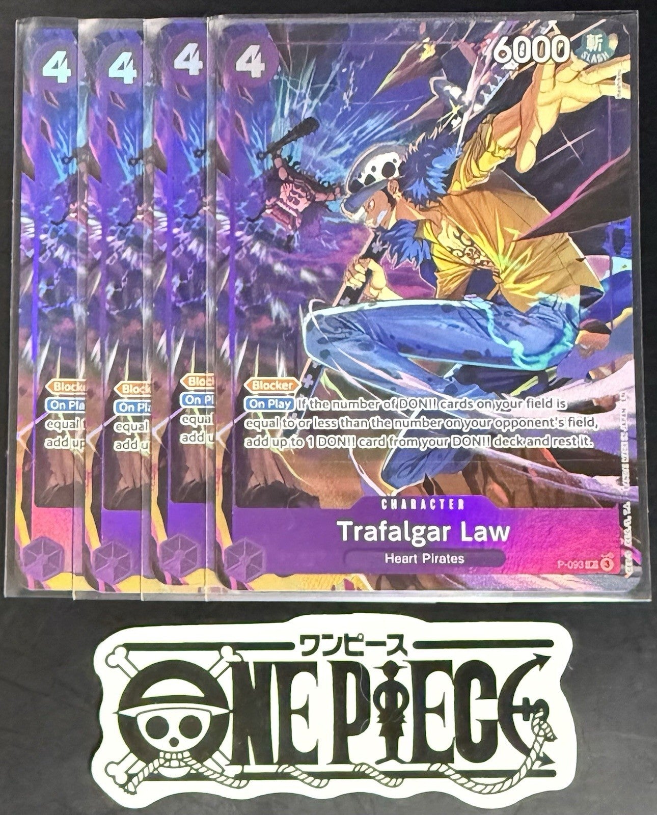 4x One Piece P-093 P - Trafalgar Law - EN - Foil - Play Set - IB-06 - TCG - NM/M