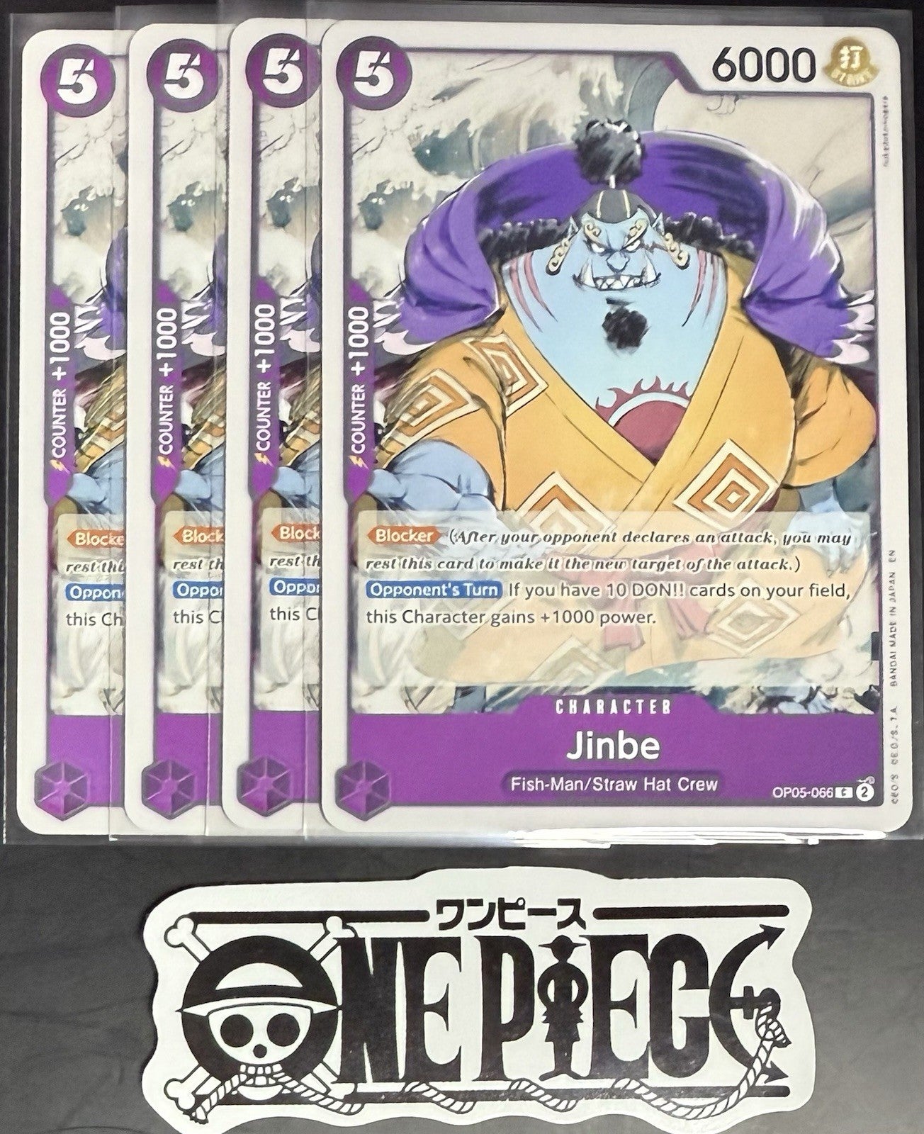 4x One Piece OP05-066 C Jinbe - English - Regular - Playset - TCG - NM/M