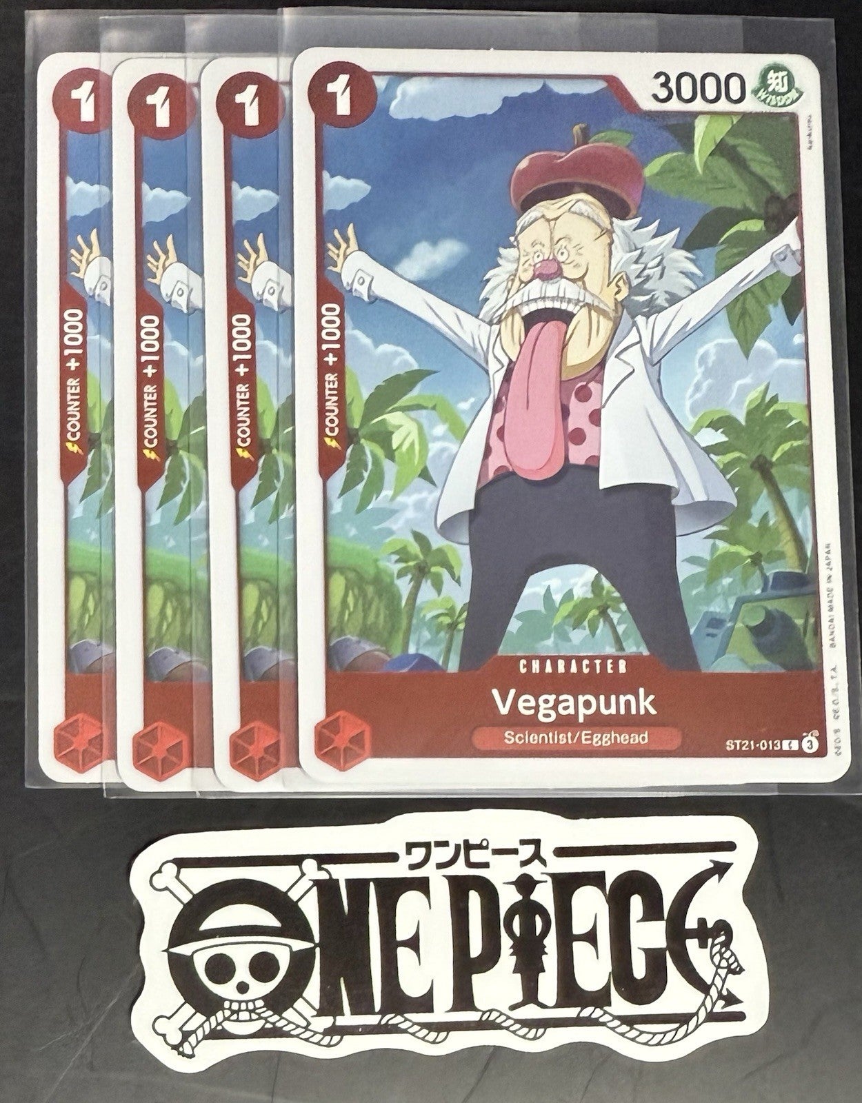 4x One Piece ST21-013 C - Vegapunk - EN - Foil - Play Set - TCG - NM/M