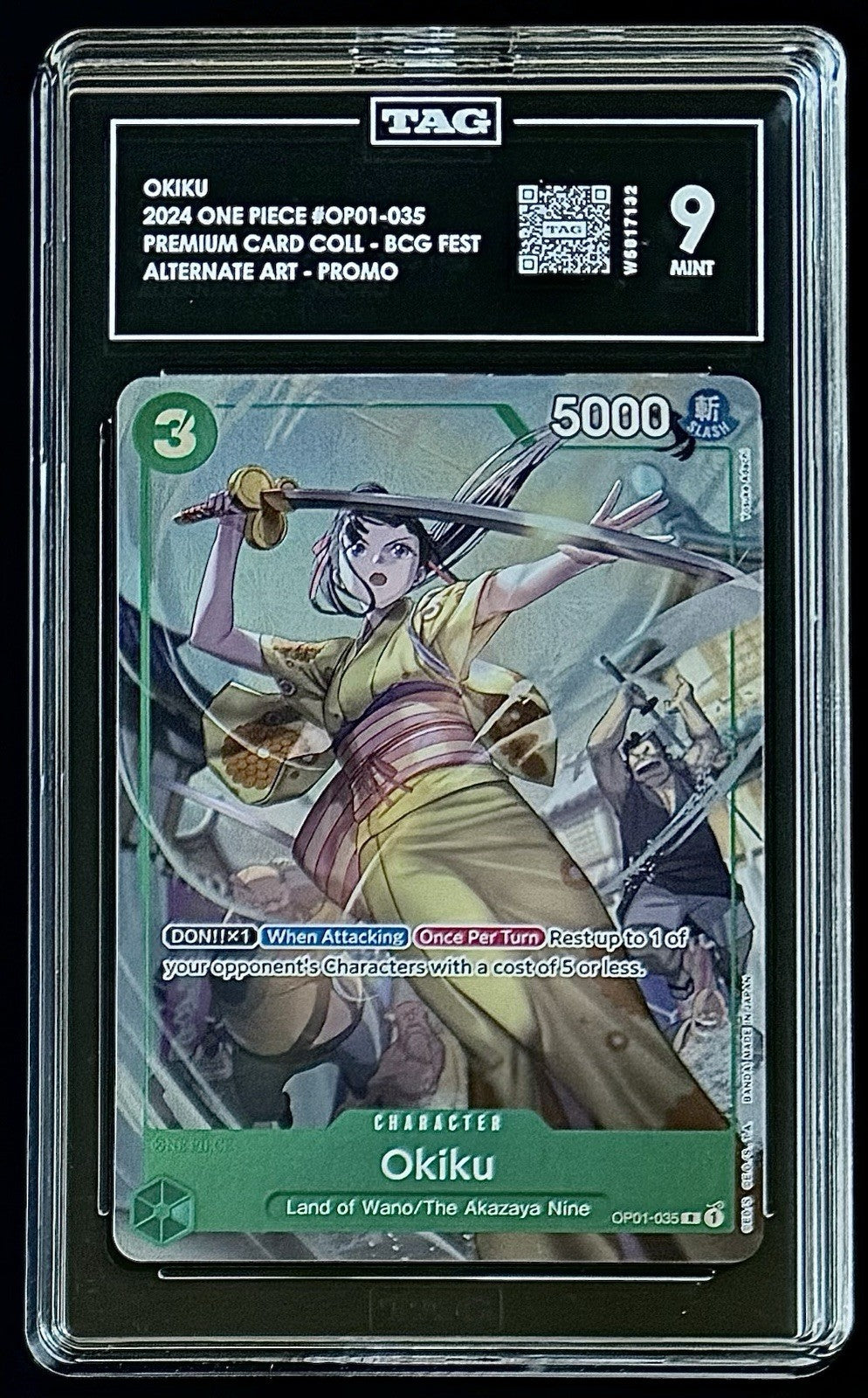 TAG 9 One Piece OP01-035 R Okiku - ENG - Foil - 23-24 Collection - Graded