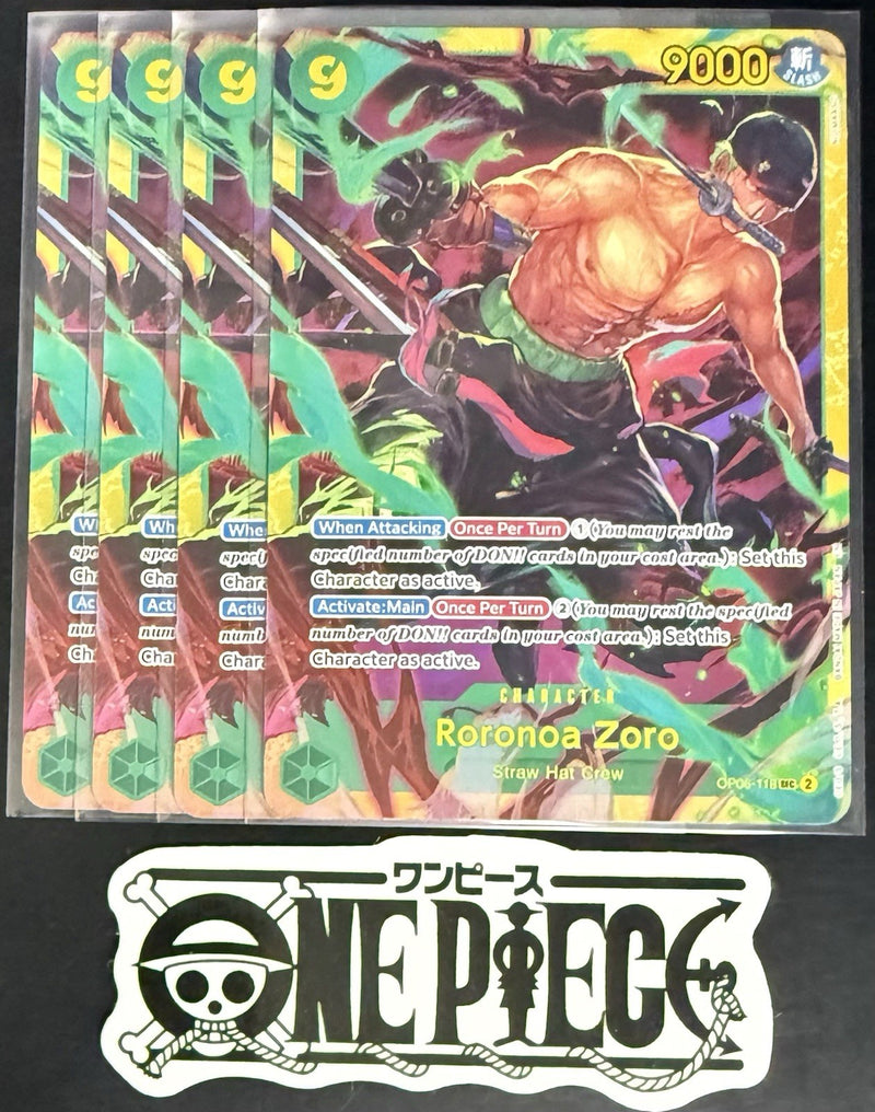 4x One Piece OP06-118 SEC - Roronoa Zoro  - EN - Regular - Playset - LD01 - NM/M