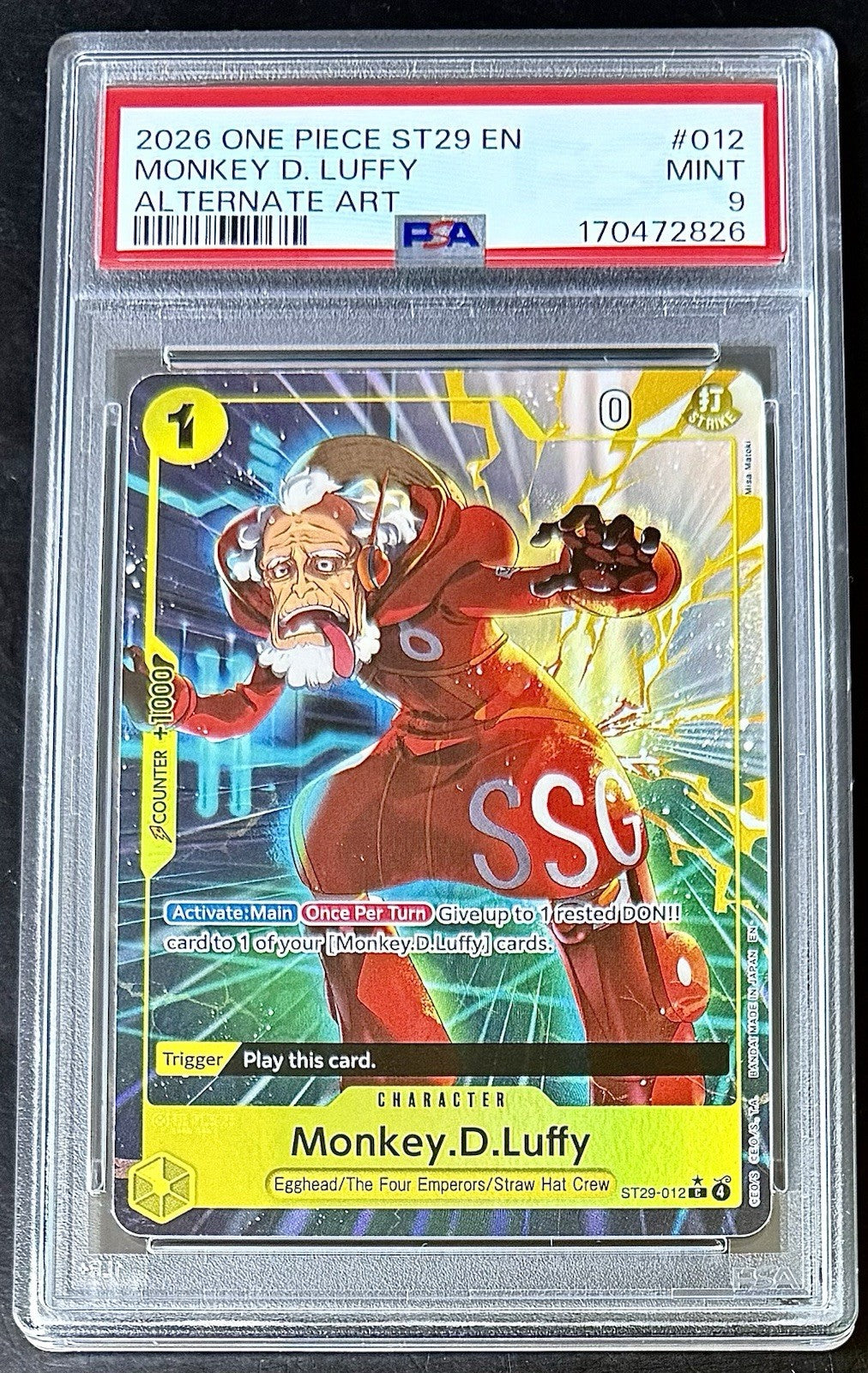 PSA 9 One Piece ST29-012 C* - Monkey.D.Luffy - Alt Art - EN - Foil - Egghead