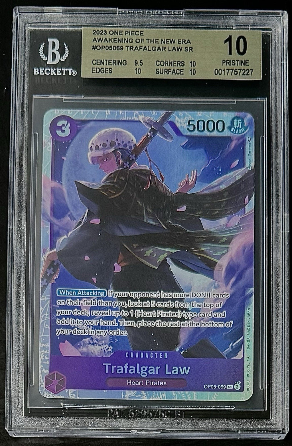 BGS 10 One Piece OP05-069 SR Trafalgar Law - EN - Awakening of New Era - Graded