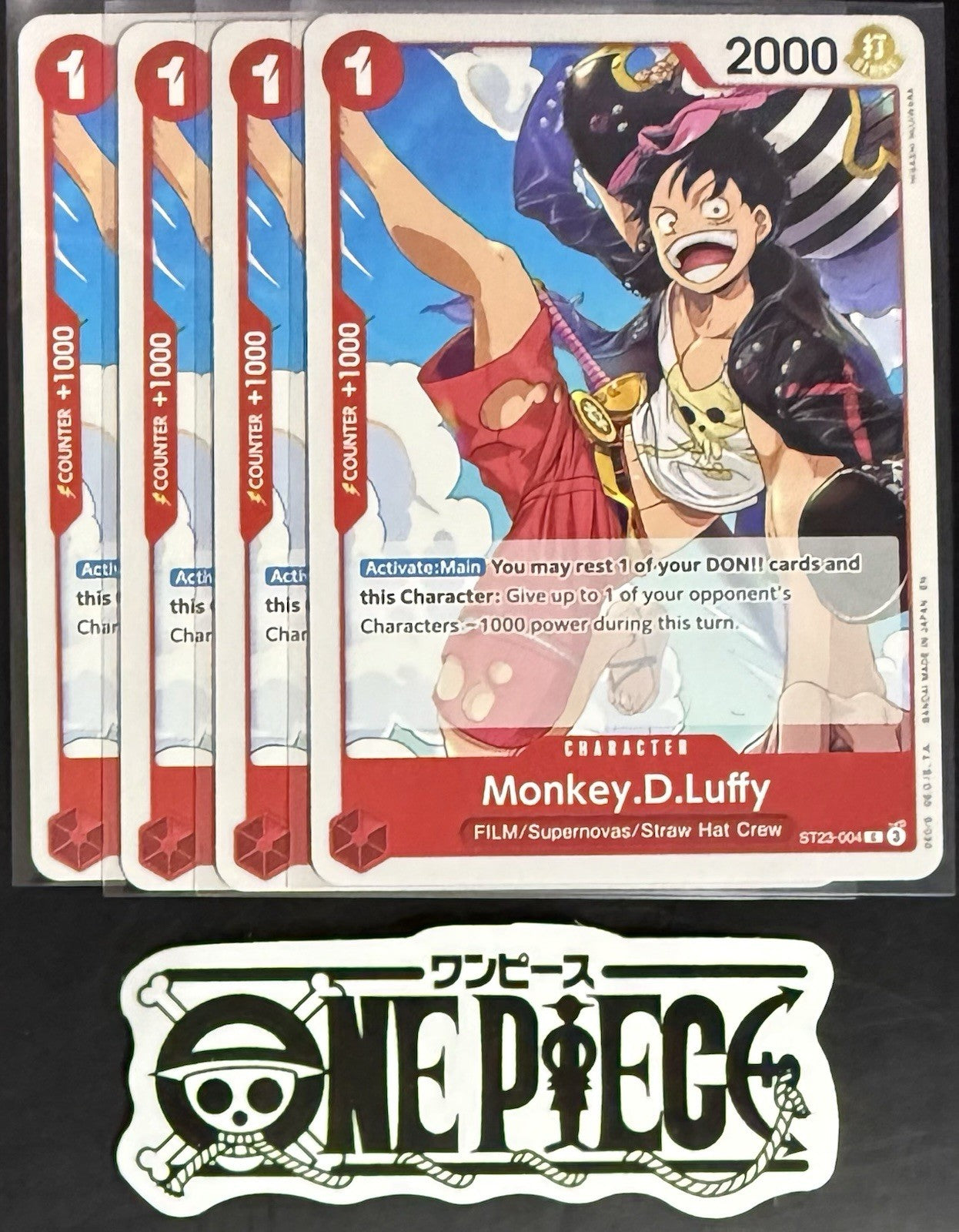 4x One Piece ST23-004 C Monkey.D.Luffy- English - Regular - Playset - TCG - NM/M