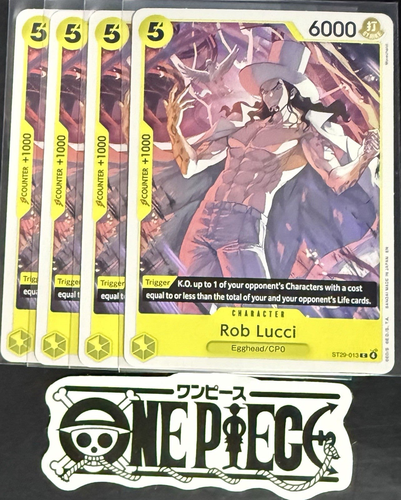 4x One Piece ST29-013 C Rob Lucci - ENG - Regular - Playset - TCG - NM/M