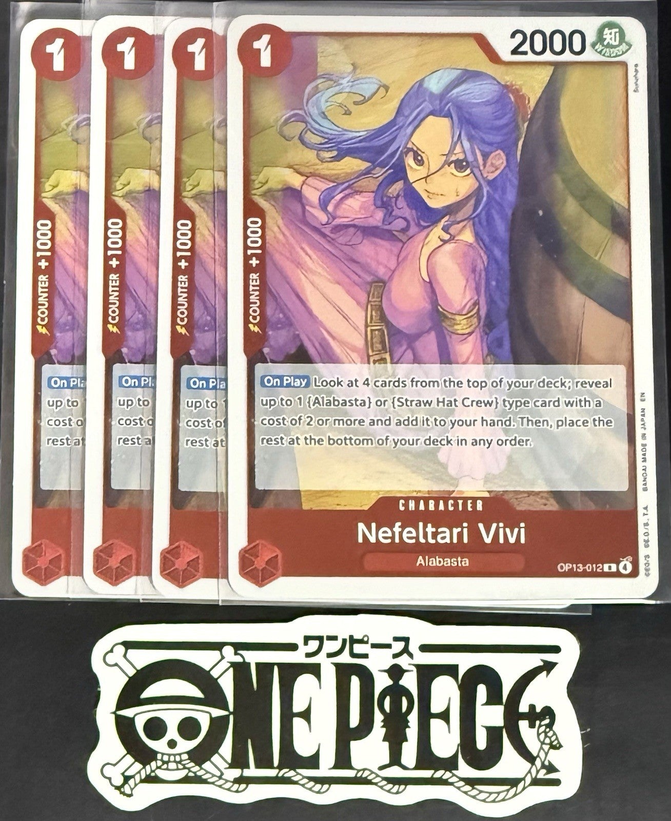 4x One Piece OP13-012 R Nefeltari Vivi - ENG - Foil - Playset - TCG - NM/M