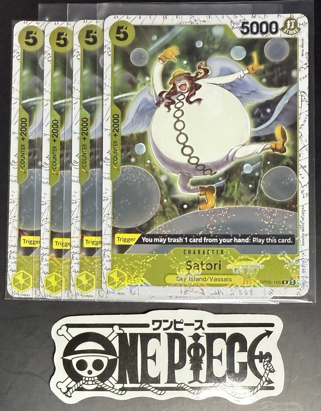 4x One Piece OP05-105 R Satori - English - Flag Foil - Play Set - TCG - NM/M