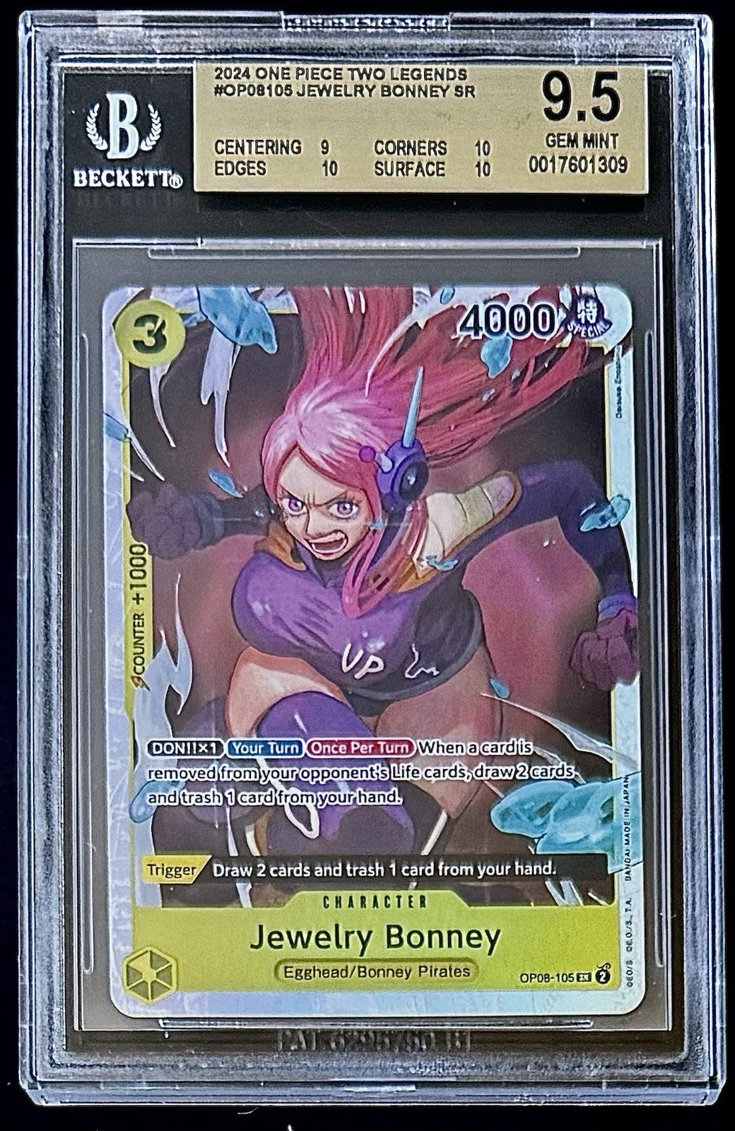 BGS 9.5 One Piece OP08-105 SR - Jewelry Bonney - English - Two Legends - Foil