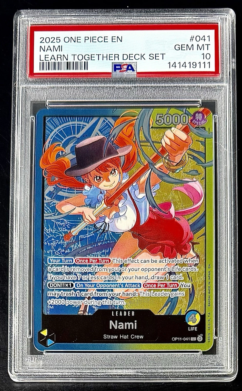 PSA 10 One Piece OP11-041 L - Nami - EN - Foil - LD01 - Learn Together Deck
