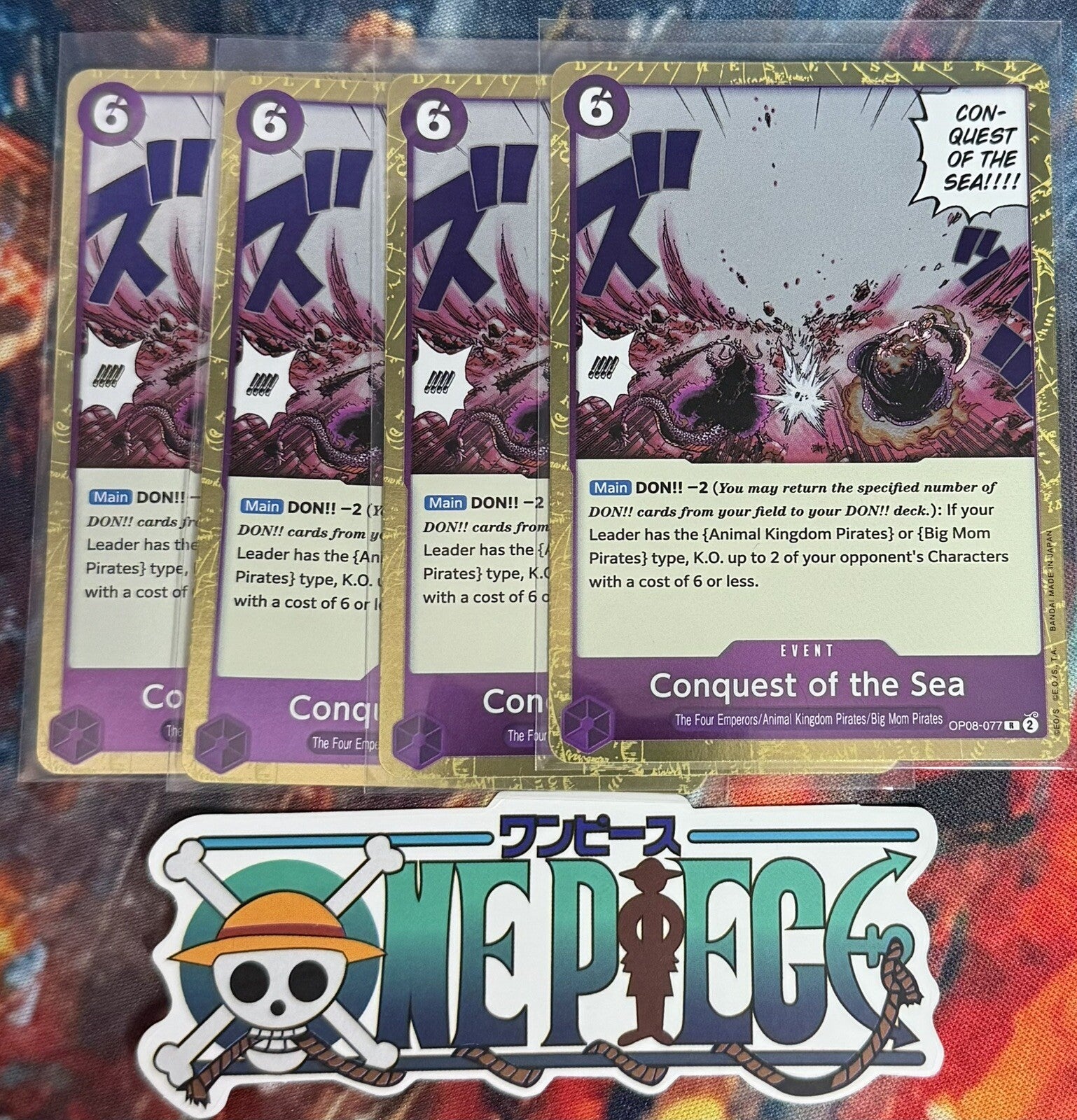 4x One Piece OP08-077 R Conquest of the Sea - ENG - Foil - Playset - TCG - NM/M