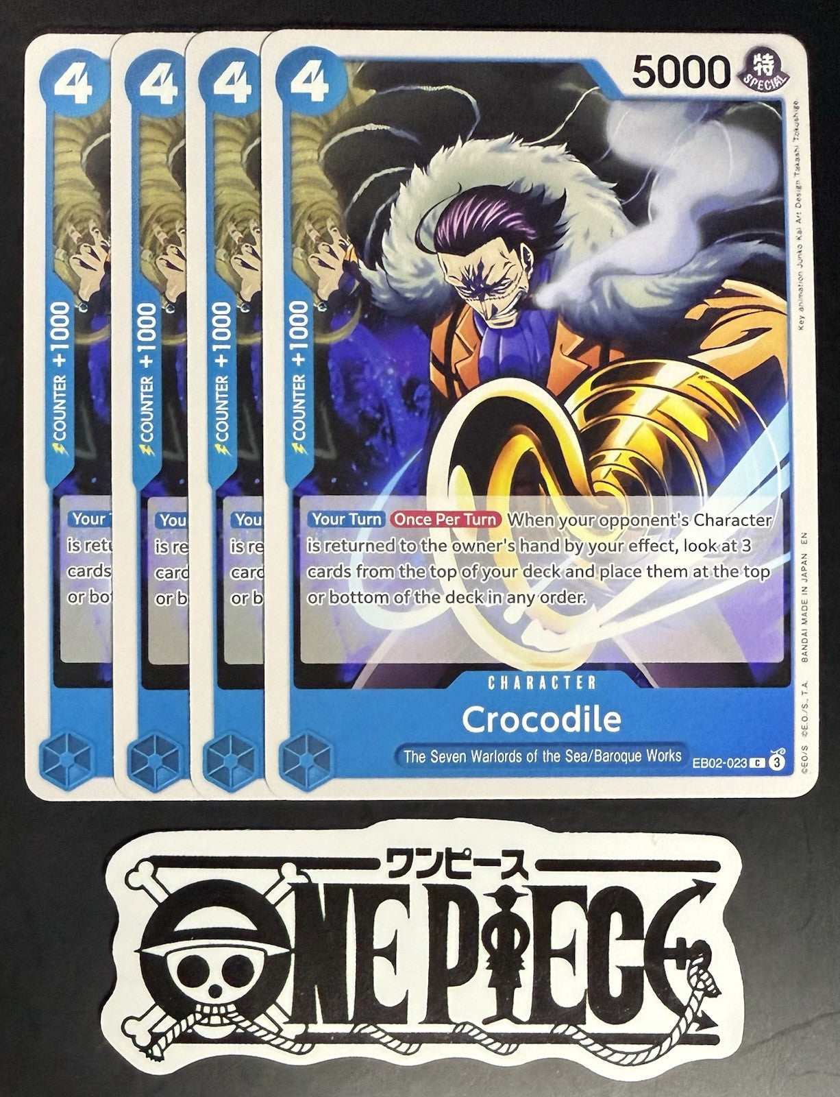 4x One Piece EB02-023 C Crocodile - English - Regular - Play Set - TCG - NM/M