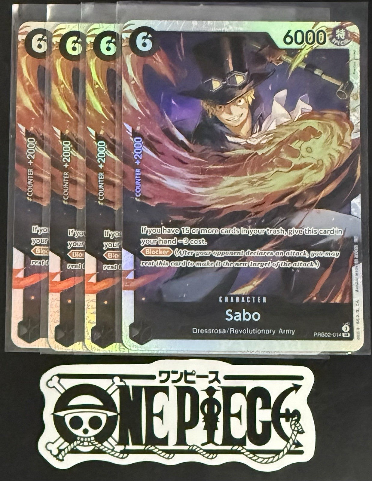4 x One Piece PRB02-014 SR - Sabo - EN - Foil - Play Set - NM/M