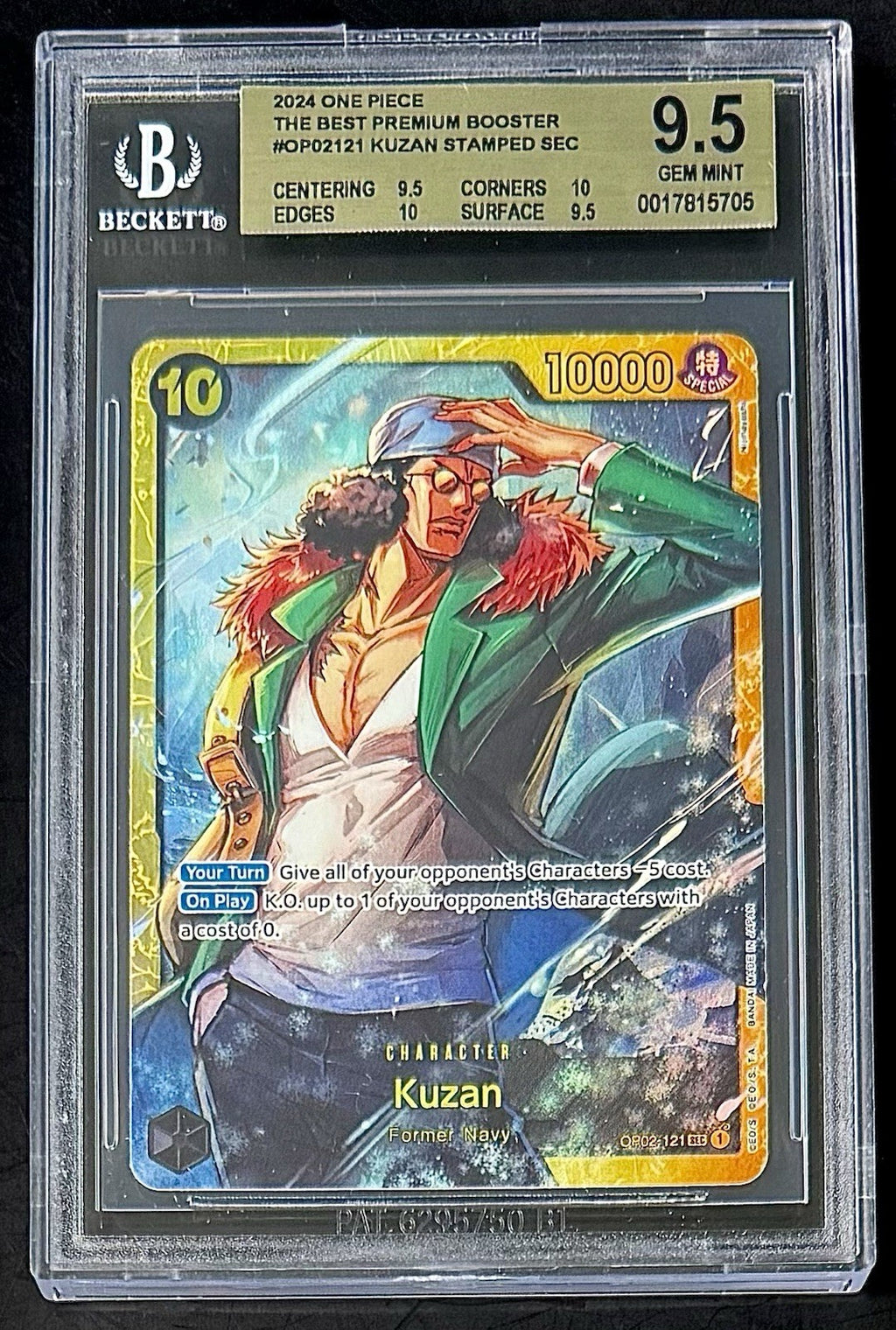 BGS 9.5 One Piece OP02-121 SEC Kuzan - English - Paramount War - Graded