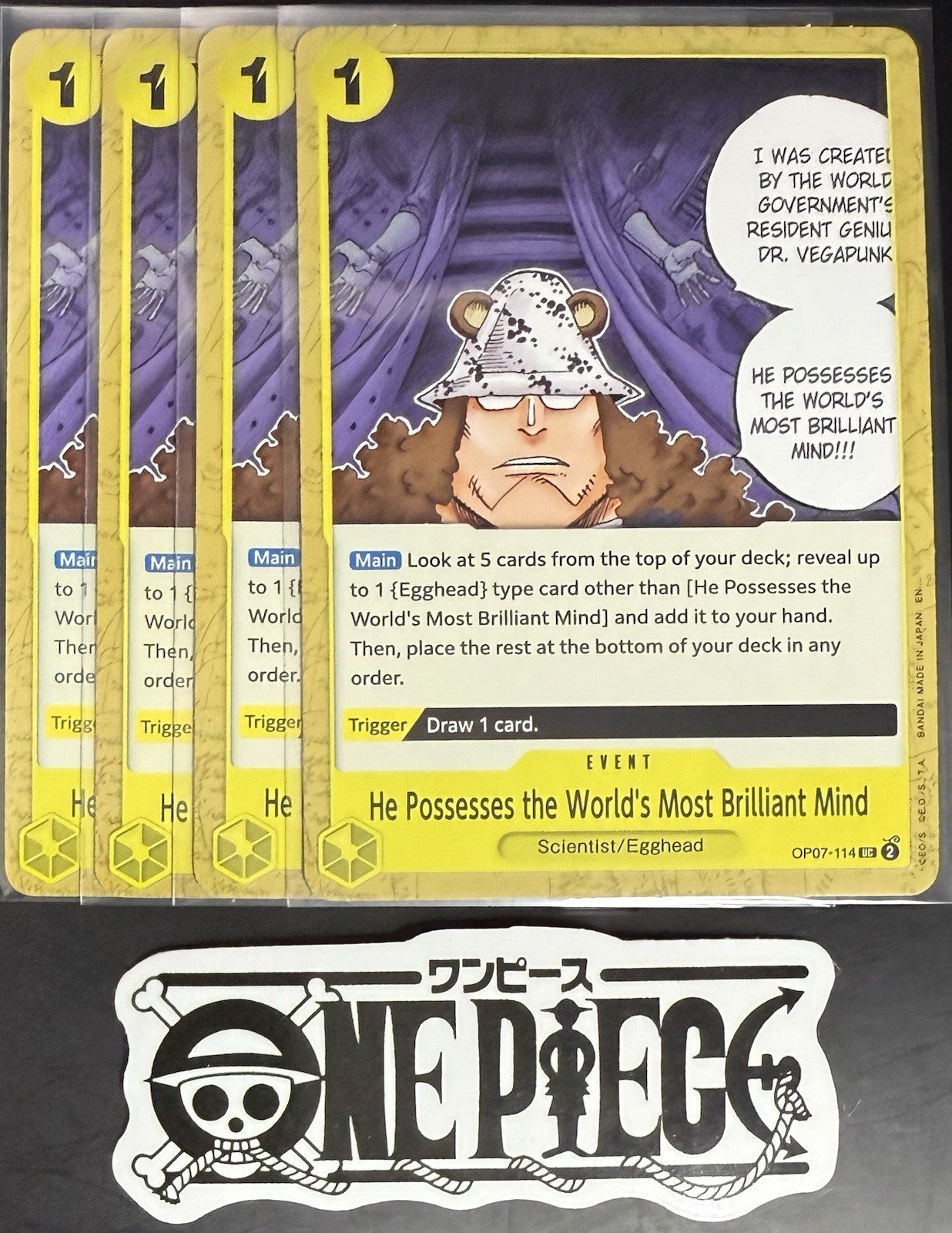 4x One Piece OP07-114 UC Brilliant Mind - English - Regular - Play Set - NM/M