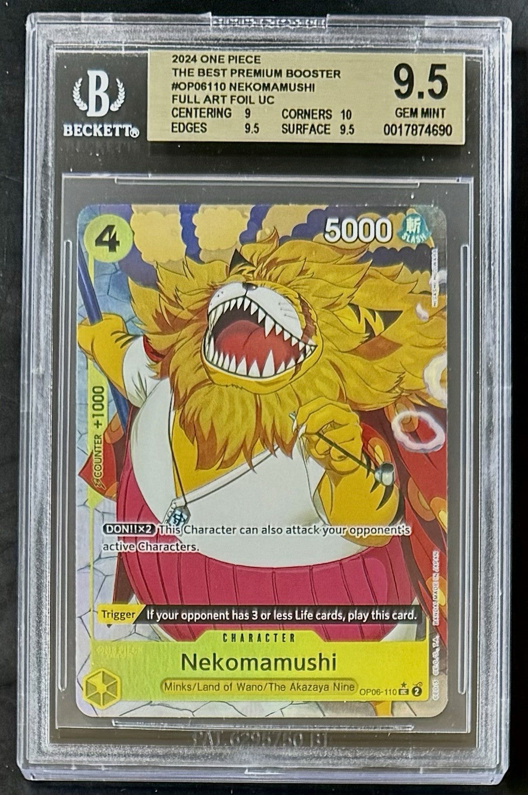 BGS 9.5 One Piece OP06-110 UC* Nekomamushi  Art Foil - English - PRB01 - Graded